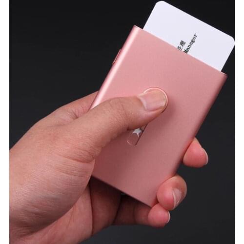 Business Card Holder Hand Push Card Case Bank Card Membership Package Metal Ultra Thin Business Card Packaging Box Organizer