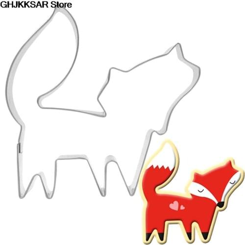 Stainless Steel Tools Forest Animal Fox Shape Cookie Cutter Biscuits Fondant Cake Decorating Bakeware new