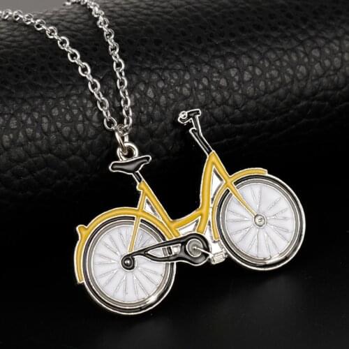Poular Yellow Shared Bikes OFO Pendants Necklaces Link Chain Two Wheel Necklace