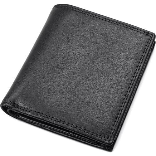 Mens Short Cowhide RFID Wallet Small Wallet Card Case Men Wallet Leather Wallet Large Capacity