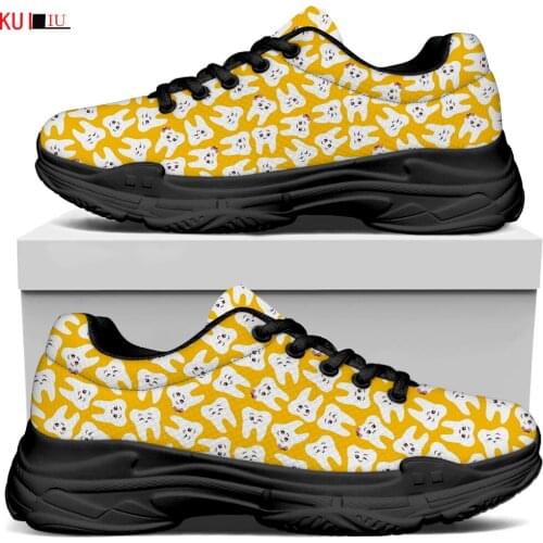 KUILIU Fashion Tooth Funny Graffiti Women Increasing Flats Platform Shoes Casual Lady Breathable Mesh Sneaker Brand Designer