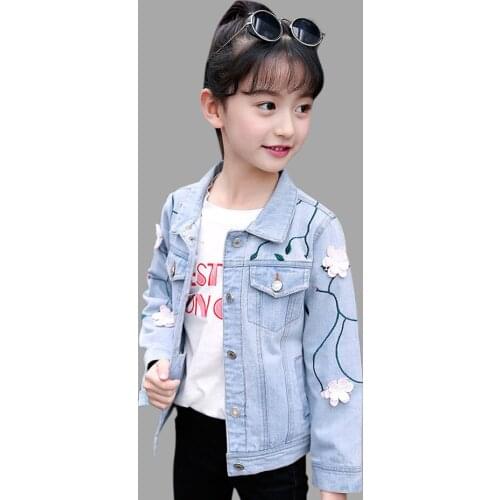 2019 new spring denim jacket girl autumn childrens jacket girl clothes girl 6 8 10 12 years