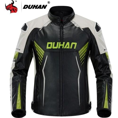 DUHAN Motorcycle Jacket Leather Motocross Jacket Retro Chaqueta Moto Wearable Moto Protection With Removeable Linner NEW
