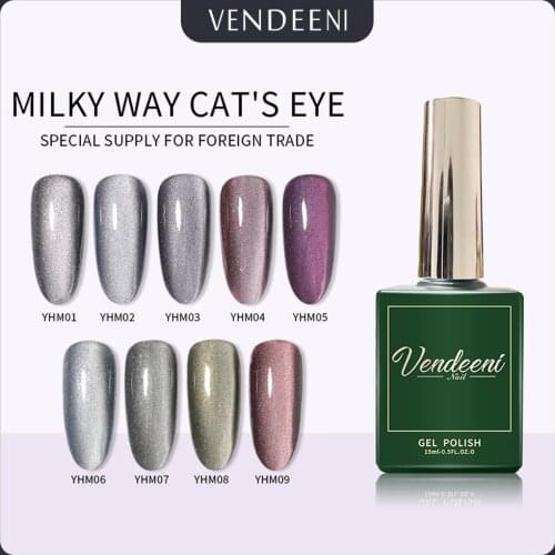 Vendeeni Magnetic 5D Cat Eye UV Gel Nail Polish Semi Permanent Soak Off Magnet Jade Galaxy Wide Cat Eye Effect Gel Varnish 15ml