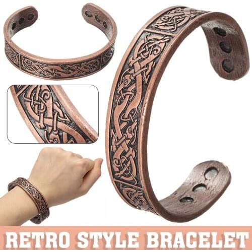 Magnetic Bracelet Large Copper Bangle 6 Magnets Carpal Tunnel Arthritis Fashion Jewelry Decorations