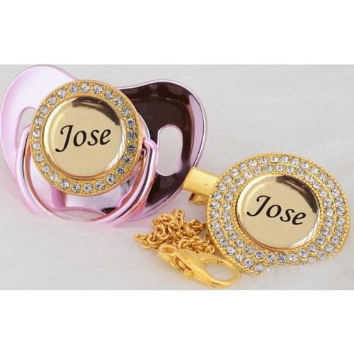 MIYOCAR custom any name can make gold bling pacifier and pacifier clip BPA free dummy bling babyshower gift new