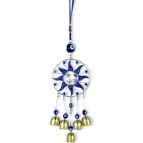 Blue Demon Eyes Wind Chimes Wall Decor Hanging Decoration Lucky Pendant Mystic Protection Charm Amulet Garden Home Room Decor