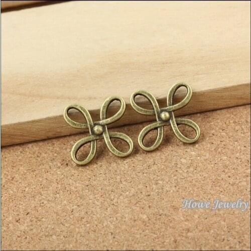 65 pcs Vintage Charms Chinese knot connector Pendant Antique bronze Fit Bracelets Necklace DIY Metal Jewelry Making10061
