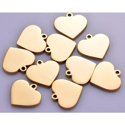 10 pcs Wholesale 15x15mm Heart Charms 3 Colors Stainless Steel Blank ID Dog Tags Pendant Makings Jewelry Findings,Dropshipping