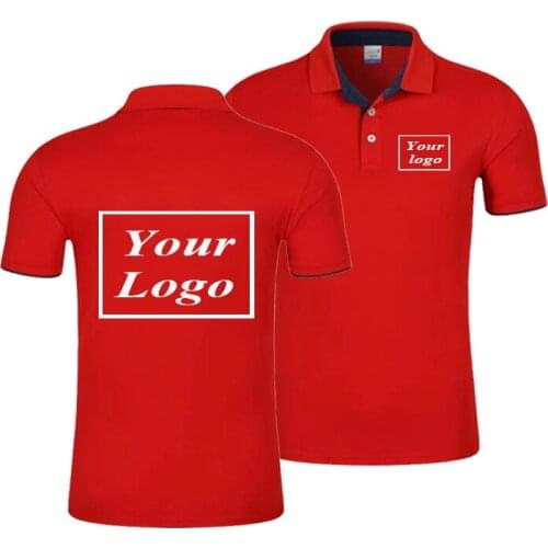 Unisex Adults Polo Pure Cotton Logo Print Tops Your LOGO Customized Breathable Shirts Youth Couples sports Multicolor Dropship