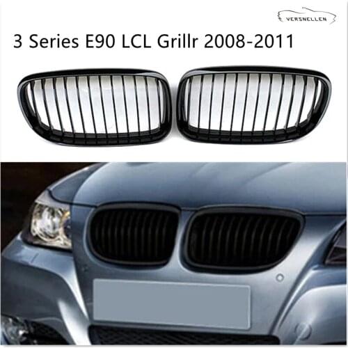 E90 Front Bumper Kidney Grill Grilles For BMW 3 Series E90 2008-2011 Single Line ABS Glossy Black/M Color