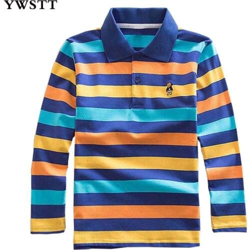 Long Sleeve Polo Shirts for Boys School 2018 Spring Autumn Kids Tops Striped Polo Shirt Tees Kids Clothes Cotton Kids Clothing