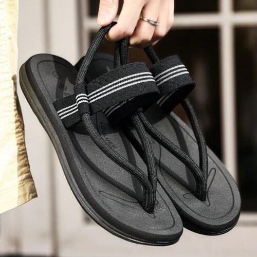 Rope sandals mens sandles 2020 summer fashion handmade toe loop strap lightweight beach shoes closed for man flat casual cheap