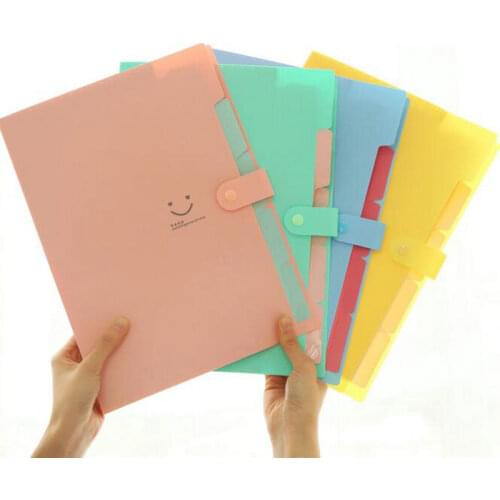 1 Piece Candy Color Pretty A4 Document Folder File Bag Multi Pocket Organizer A4 File Expansion Office And School Stationery