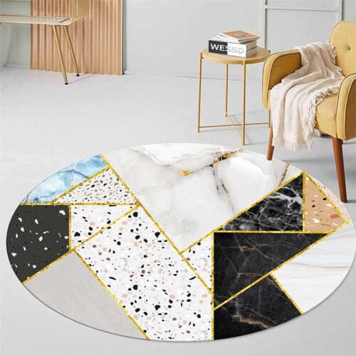 Nordic Marble Geometric Round Chair Mat For Bedroom Fashion Decoration Living Room Area Rug Teen Room Rug Coffee Table Carpet