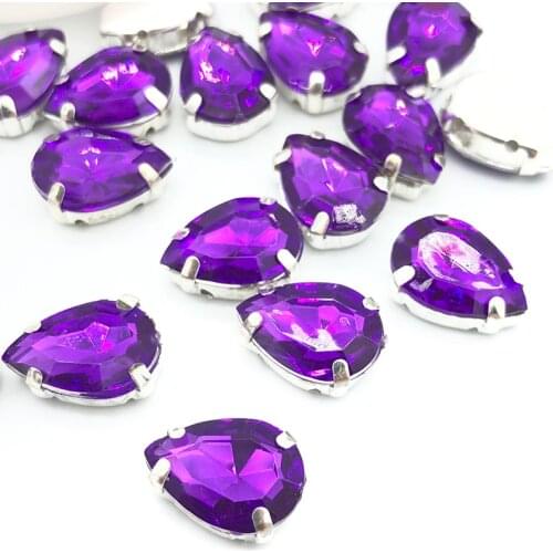 Water Drop Sewing Rhinestones For Needlework With Silver Claw Teardrop Sew on Glass Crystal Stones Diy Garment Clothes/Shoes/Bag