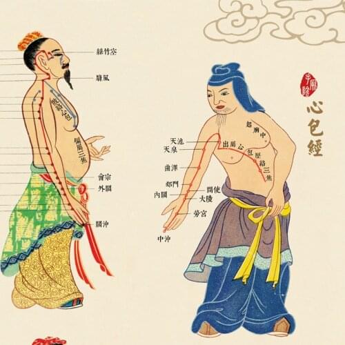 Traditional human body points Wall Charts and Paintings on Large Wall Charts of Human Meridians and Collaterals Acupoints