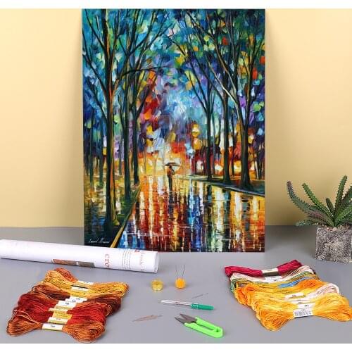 Winter Alley Printed Water-Soluble Canvas 11CT Cross Stitch Patterns Embroidery DMC Threads Craft Needlework Wholesale