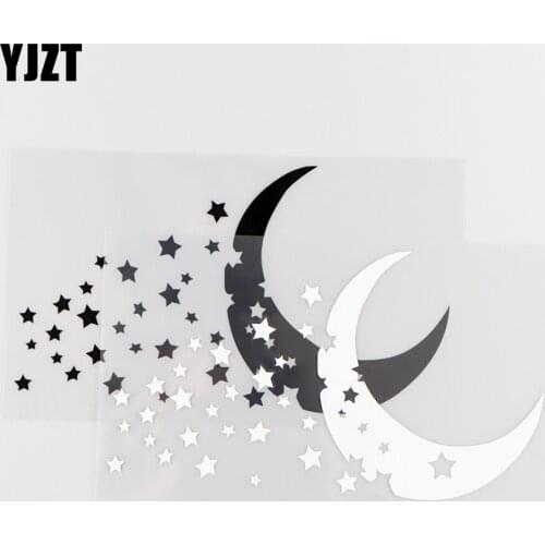YJZT 8.9X15.7CM Mischievous Star And Moon Car Sticker Vinyl Decal Black / Silver 10A-0187