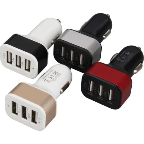 Funny Car Triple USB Adapter Charger Charging Metal Socket 3 Port Mobile Phone Fast Charge Usb Charger Drop Shipping 500pcs/lot
