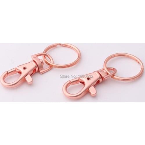 20pcs/lot Rose gold color Snap Hook Swivel Buckle with ring Key chain for bag garment decoration accessories