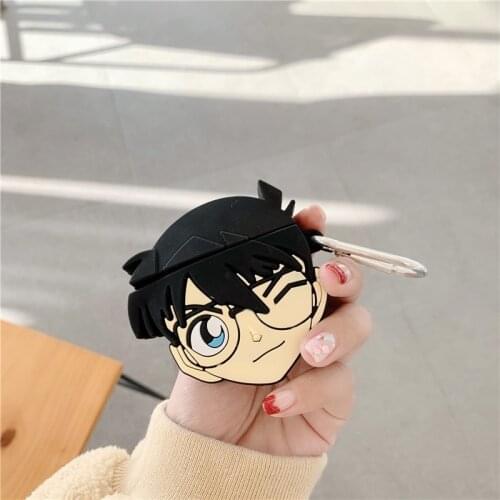 Cartoon Detective Conan 3D Headphone protective shell for airpods 2 case for Apple Bluetooth headset cover Protect the box