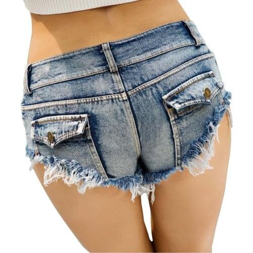 Women Sexy Shorts Jeans Low Waist Denim Mini Micro Summer Fashion Ripped Shorts Thong Hotpant Club Pole Dance Ladies short mujer
