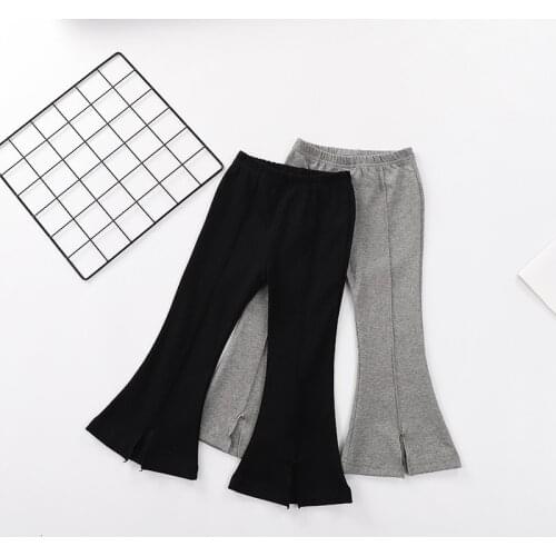 2021 new girls split flared pants Korean version of solid color girls trousers 4228 01