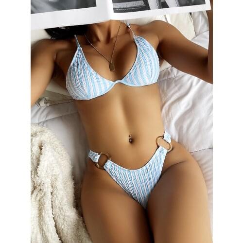 Underwire Striped Bikini New Print Swimwear Women Swimsuit Female Push Up Bikini Set Brazilian Bathing Suits Beach Wear Swim