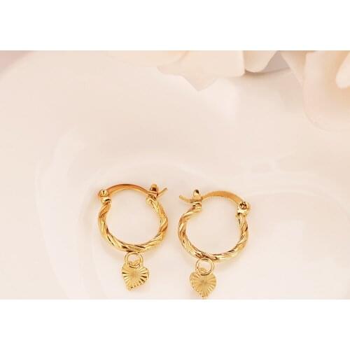 Gold color Charm love heart Earrings for Women Girl Special Design Christian party Jewelry God mother wedding bridal gifts