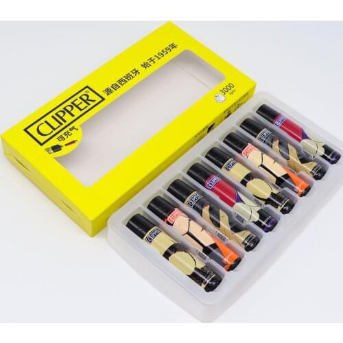 Original Clipper Cigarette Torch Lighter Flint Inflatable Butane Gas Lighter Windproof Jet Flame Smoking Accessories Large 8 Pcs