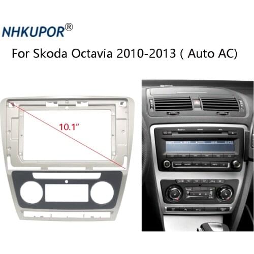 Fascias Automatic for Skoda Octavia 2010-2013 2 DIN ABS Car Refitting DVD Panel Dash Bezel Audio Frame Kit Center Console Holder