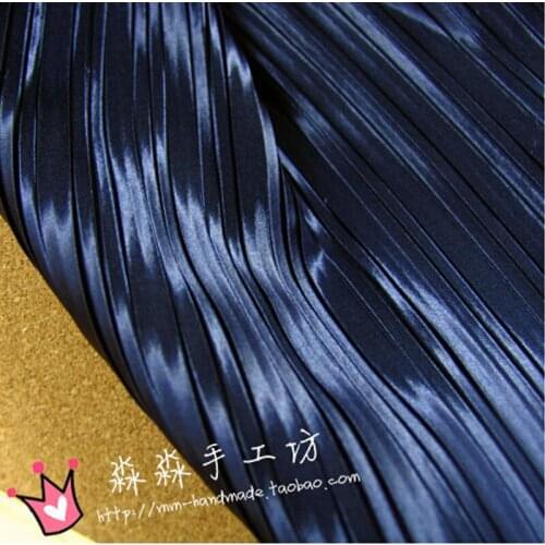 Free Shipping!Dark Blue Satin Organ Plait Pleated Color Ding Reflective Fabric Background Box Packaging Decoration Fabrics