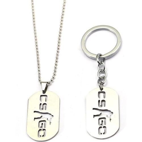 CSGO Keychains Jewelry Necklace Holder Metal Hollow Tag Pendants For Men Car Choker Accessory