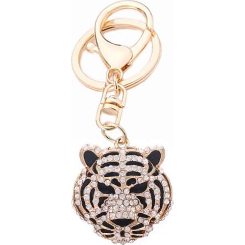 Crystal Fantastic Beasts Tiger Head Bag Key Chain For Girls Keychain Animal Woman Keyring Gift Fashion Accessories Brand R039