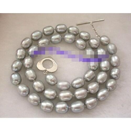 CB118 classic 11mm baroque gray freshwater pearls necklace