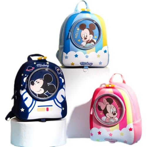 Disney Kindergarten School Bag Kawaii Minnie Mickey Mouse Baby Backpack Kids Anti-lost Bags Cute Backpack Gifts for Girls Boys
