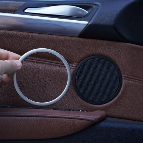 For BMW X5 X6 E70 E71 2008-2013 Stainless Silver Car door audio speaker horn decorative ring decoration sticker Car Accessories