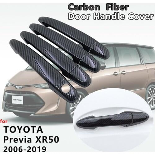 For Toyota Previa Tarago Estima Aeras XR50 2006~2019 Carbon Fiber Door Handle Cover Trim Stickers Car Accessories 2008 2010 2012