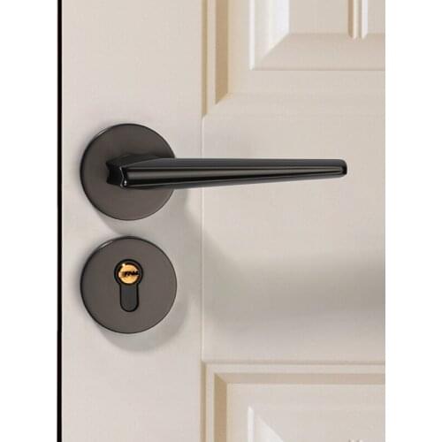 Door lock indoor bedroom room door lock handle mute magnetic suction lock matte copper raskin