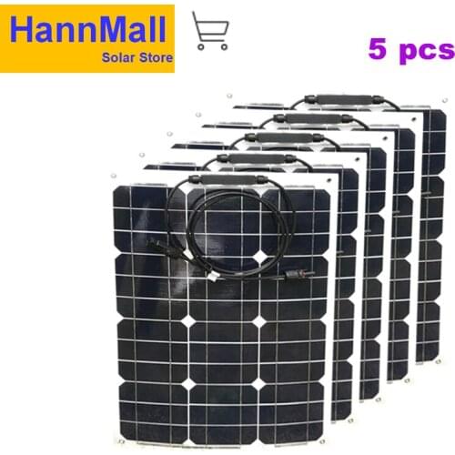 HannMall High Efficiency Flexible Solar Panel 12v 35w Monocrystalline Solar Charger Battery Rv Motorhome Camping Car Caravan