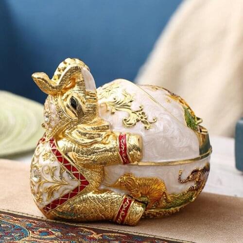 Exquisite Cigarette Smoking Holder Office Home Decor Antique Metal Elephant Ashtray Creative Living Room Windproof Ash Tray