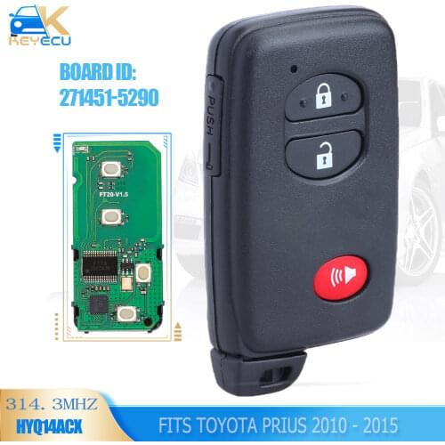 KEYECU Smart Prox Remote Key 2+1B for Toyota Venza Prius 2013 2014 2015 2016 HYQ14ACX P/N: 89904-47370 , 5290 Board