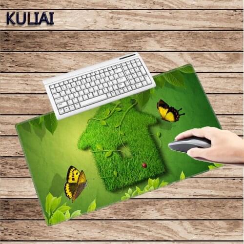 XGZ Green Grass House and Butterfly Wallpaper MousePad Large Game Keyboard Pad Protect Eyes Decorate Your Desk Office Desktop