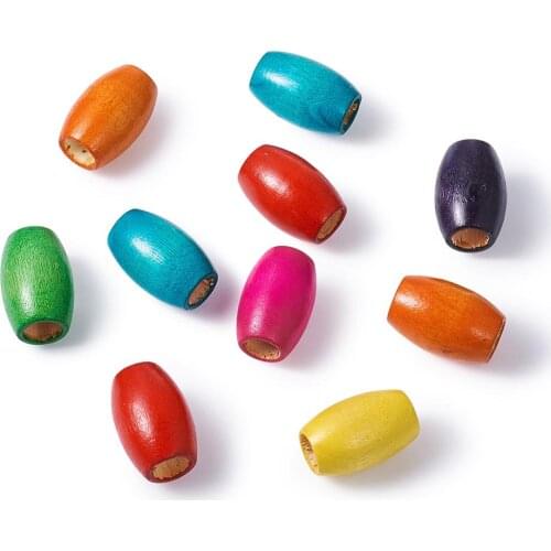 Dyed Mixed Color Oval Wooden Beads for Jewelry Bracelet Necklace Making DIY Kid Crafts