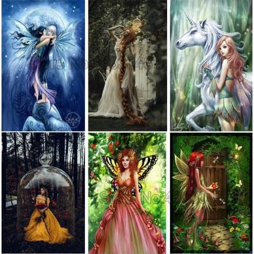 Round/Square girl with animal embroidery pattern resin mosaic angel 5D diy diamond painting cross stitch kits room decors