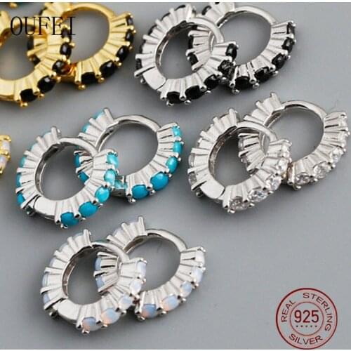 Mini Hoop Earring For Gift Round Real Crystal 925 Sterling Silver Earrings Small Hug Fine Jewelry Luxury Accessories