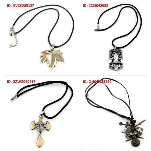 Fashion Jewelry Necklace Pendent Maple Flower Pattern Retro Cross Sword Bone Skull Spider