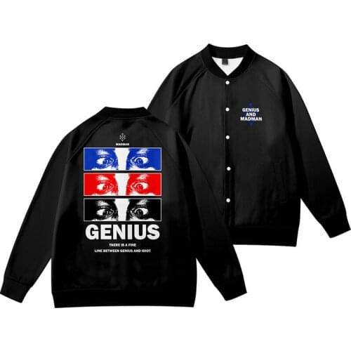 Genius and Madman 3d Baseball Jacket Coat Hip Hop Men Women Hoodie Sweatshirts Tops Loose Long Sleeve Boys Girls Hoodies Jackets