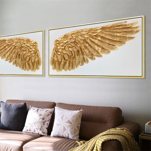 Angel Wings Wall Art Gold Foil Canvas Painting Modern Home Decor Oil Painting Picture for Living Room